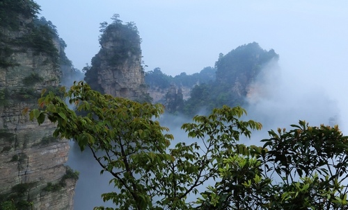 ZJJ Yangjiajie Scenic Area has a Wonder of Cloud Sea and Cloud Waterfall