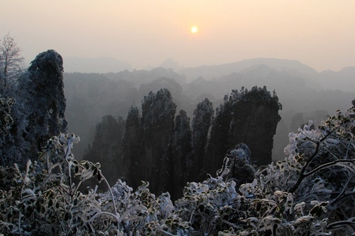 Zhangjiajie Huangshi Village Scenic Area has Intoxicated Snow