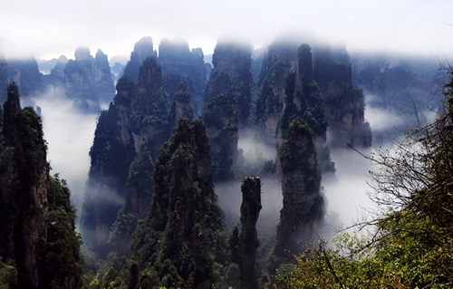 Zhangjiajie Scenic Spot shows Attractive Clouds at Night