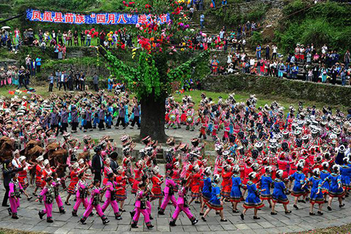 Miao People Celebrate Folk Festival in Hunan Xiangxi