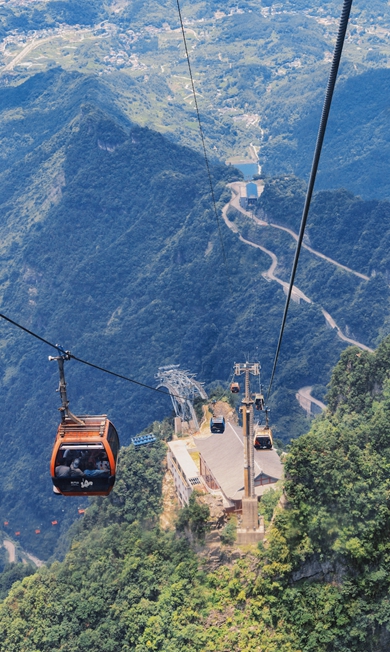 Tianmenshan cableway，the longest sightseeing passenger ropeway in the world